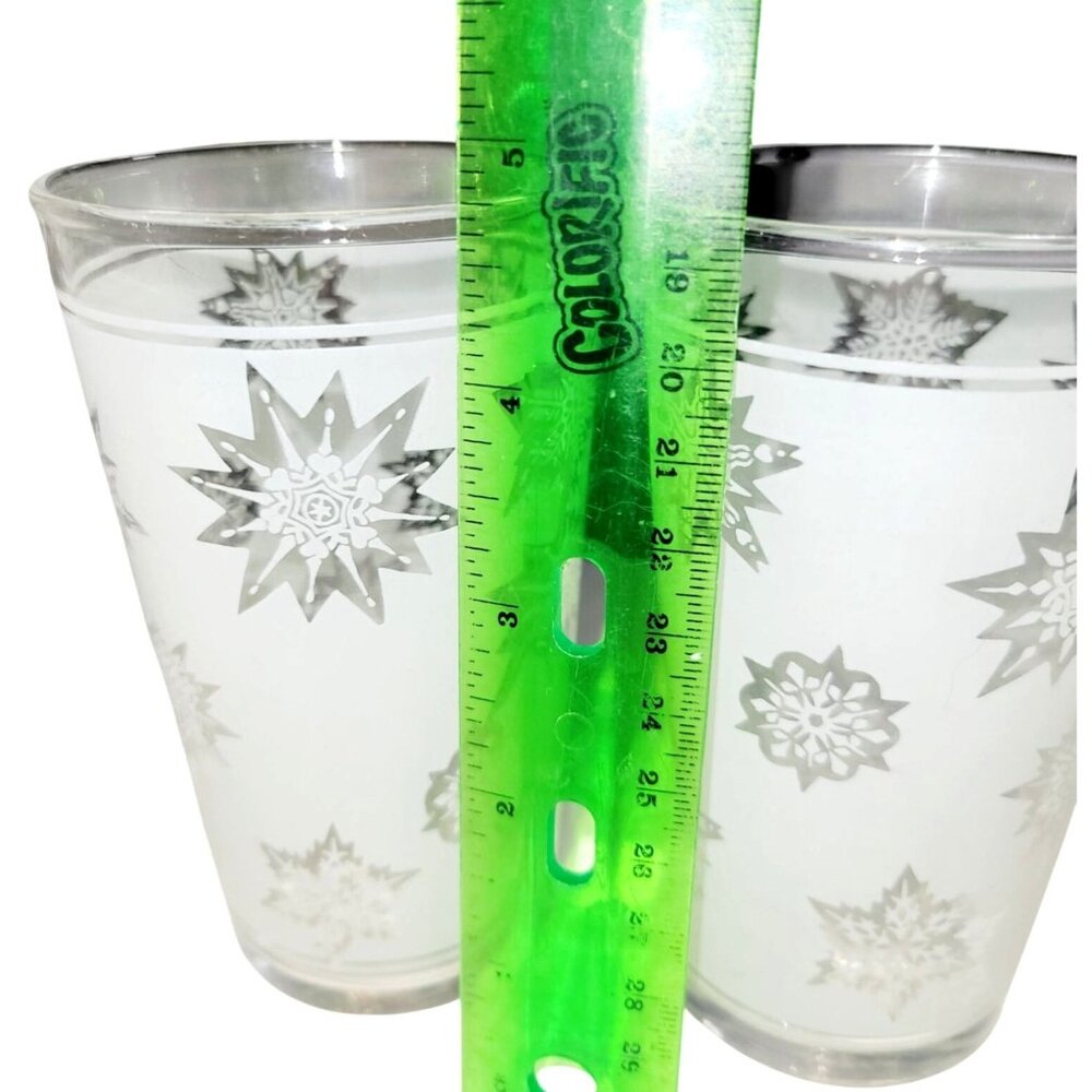 Vintage White Frosted Atomic Snowflake 10 Oz Federal Glass Tumblers Set Of 4 MCM - Picture 5 of 6